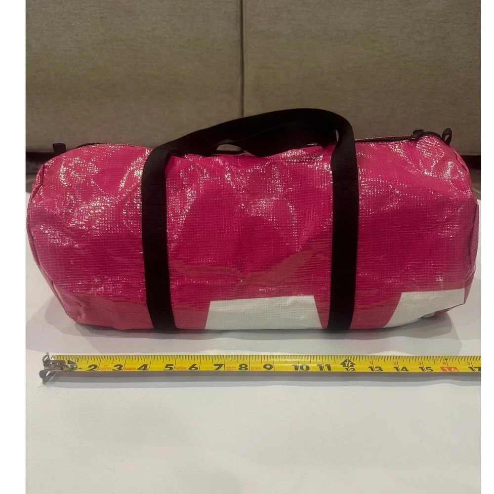 Rareform Duffle Bag Unisex Medium Pink White Upcycled Billboard‎ Vinyl Sporty